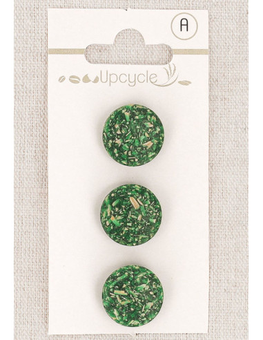 Tarjeta de 3 botones verdes de 15 mm con cola - Granos de arroz