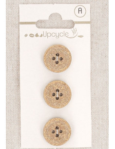 Tarjeta de 3 botones beige 15 mm 4 agujeros - Fantasías