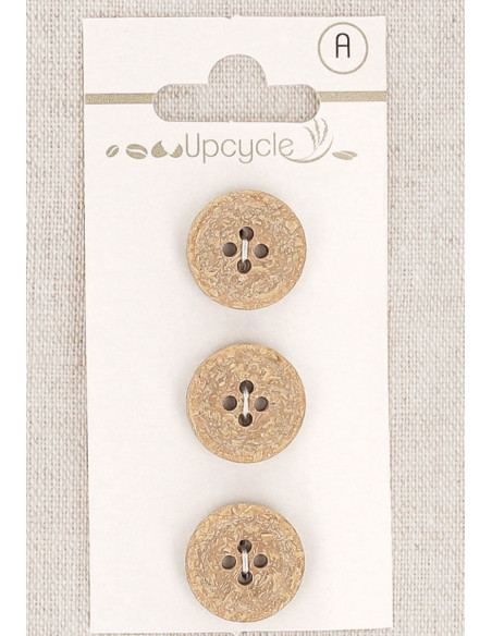Tarjeta de 3 botones beige 15 mm 4 agujeros - Fantasías