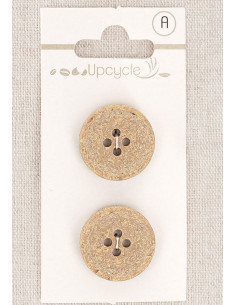 Tarjeta de 2 botones beige 20 mm 4 agujeros - Fantasías