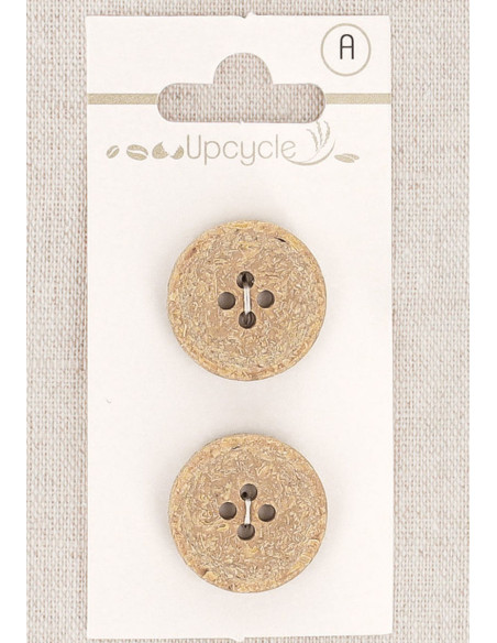 Tarjeta de 2 botones beige 20 mm 4 agujeros - Fantasías