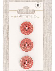 Tarjeta de 3 botones rojos de 15 mm 4 agujeros -Fantasías