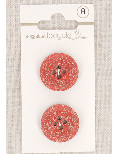 Tarjeta de 2 botones rojos de 20 mm con 4 agujeros - Fantasías