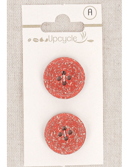 Tarjeta de 2 botones rojos de 20 mm con 4 agujeros - Fantasías