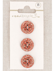 Tarjeta de 3 botones de cobre de 15 mm con 4 agujeros - Fantasías con borde enrollado