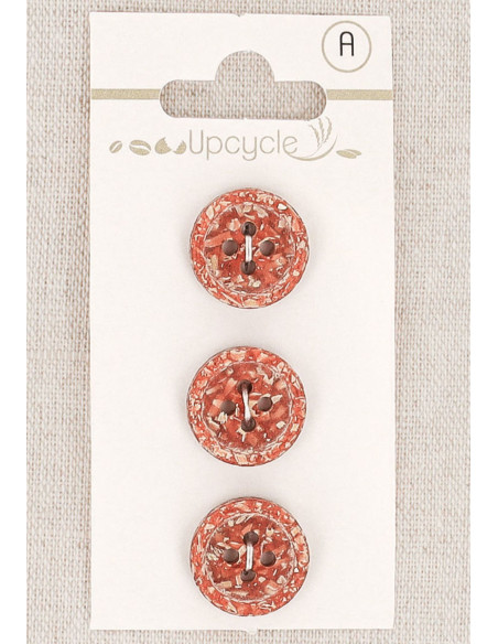 Tarjeta de 3 botones de cobre de 15 mm con 4 agujeros - Fantasías con borde enrollado