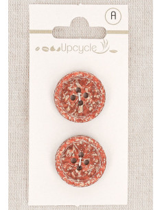 Tarjeta de 2 botones de cobre de 20 mm 4 agujeros - Fantasías borde enrollado