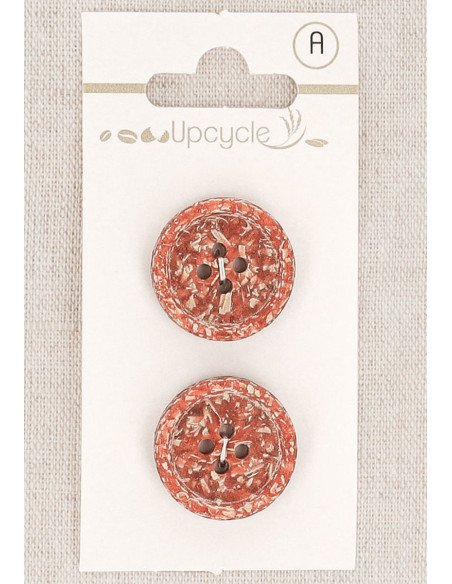Tarjeta de 2 botones de cobre de 20 mm 4 agujeros - Fantasías borde enrollado