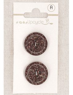 Tarjeta de 2 botones morados de 20 mm 4 agujeros - Fantasías borde enrollado