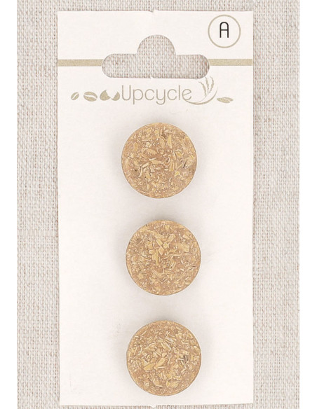 Tarjeta de 3 botones beige de 15 mm con ojal - Fantasías