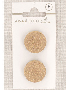 Tarjeta de 2 botones beige de 20 mm con ojal - Fantasías