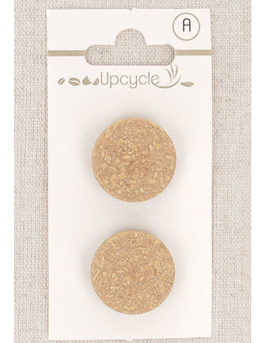 Tarjeta de 2 botones beige de 20 mm con ojal - Fantasías