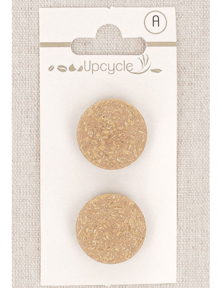 Tarjeta de 2 botones beige de 20 mm con ojal - Fantasías