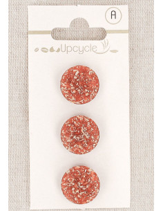Tarjeta de 3 botones de cobre de 15 mm con cola - Fantasías