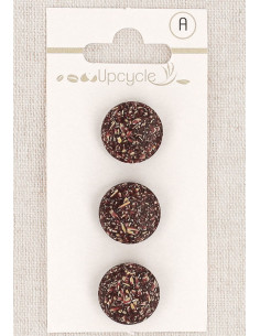 Tarjeta de 3 botones morados de 15 mm con cola - Fantasías