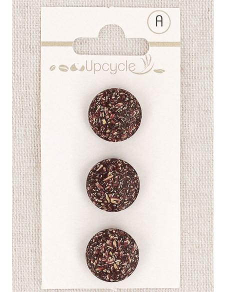 Tarjeta de 3 botones morados de 15 mm con cola - Fantasías