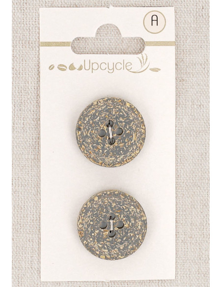 Tarjeta de 2 botones grises de 20 mm 4 agujeros - Fantasías