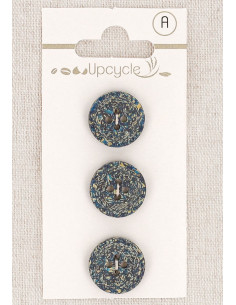 Tarjeta de 3 botones verde petróleo 15 mm 4 agujeros - Fantasías