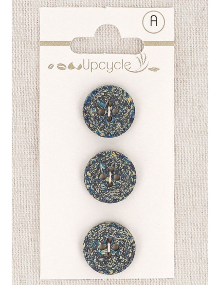 Tarjeta de 3 botones verde petróleo 15 mm 4 agujeros - Fantasías