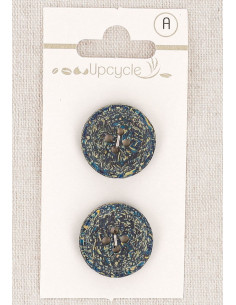 Tarjeta de 2 botones verde petróleo 20 mm 4 agujeros - Fantasías