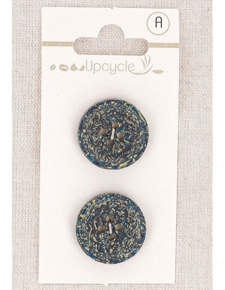 Tarjeta de 2 botones verde petróleo 20 mm 4 agujeros - Fantasías