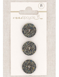 Tarjeta de 3 botones azul petróleo 15 mm 4 agujeros - Fantasías