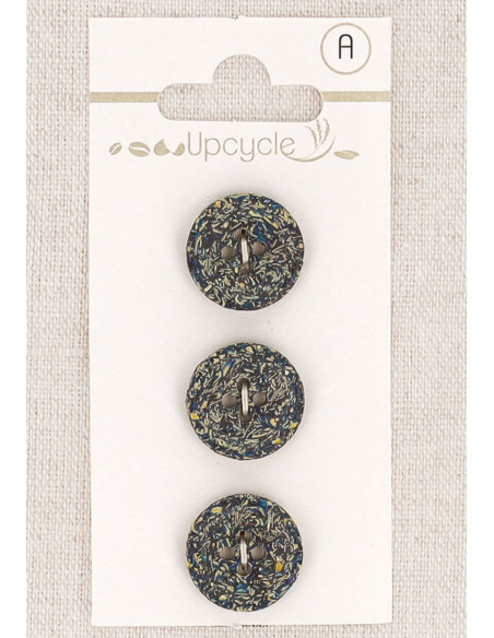 Tarjeta de 3 botones azul petróleo 15 mm 4 agujeros - Fantasías