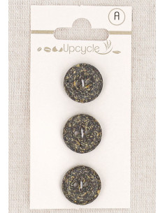 Tarjeta de 3 botones de ébano de 15 mm 4 agujeros - Fantasías