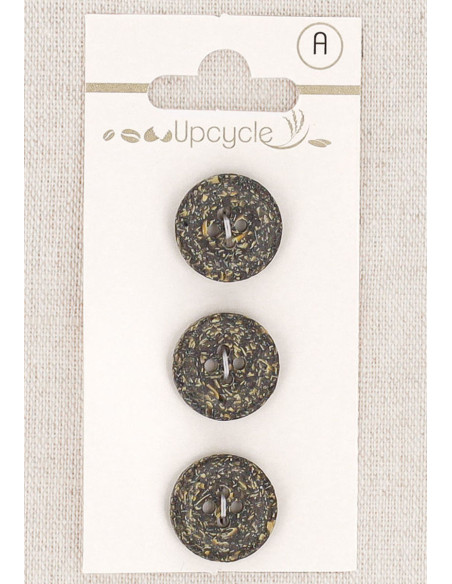 Tarjeta de 3 botones de ébano de 15 mm 4 agujeros - Fantasías