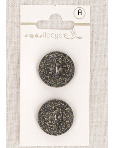 Tarjeta de 2 botones de ébano 20 mm 4 agujeros - Fantasías