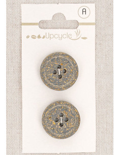Tarjeta de 2 botones grises de 20 mm 4 agujeros - Fantasías borde enrollado