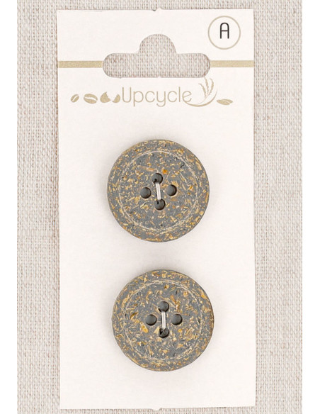 Tarjeta de 2 botones grises de 20 mm 4 agujeros - Fantasías borde enrollado
