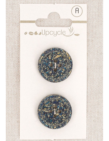 Tarjeta de 2 botones verde petróleo 20 mm 4 agujeros - Fantasías borde enrollado