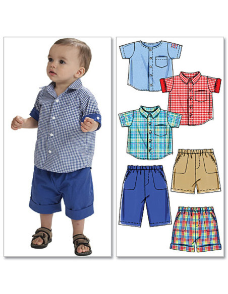 Patrón de camisa, pantalón corto y pantalón