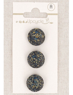 Tarjeta de 3 botones azul petróleo de 15 mm con ojal - Fantasías