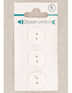 Tarjeta de 3 botones blancos de 15 mm 2 agujeros - Planos