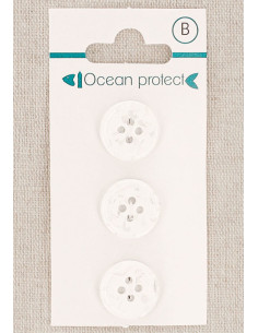 Tarjeta de 3 botones blancos de 15 mm 4 agujeros - Borde enrollado