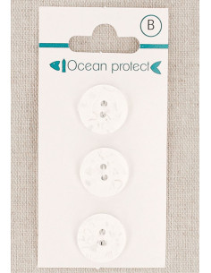Tarjeta de 3 botones blancos de 15 mm 2 agujeros - Borde