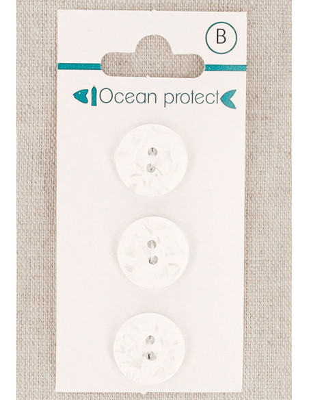 Tarjeta de 3 botones blancos de 15 mm 2 agujeros - Borde