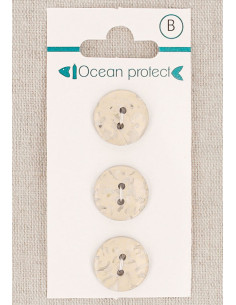 Tarjeta de 3 botones beige de 15 mm 2 agujeros - Planos