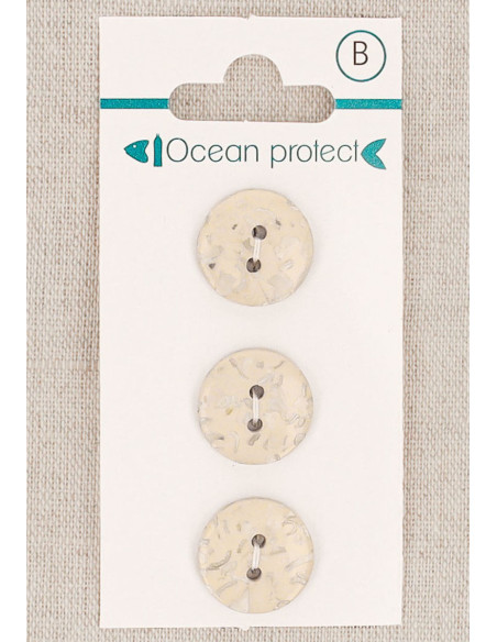 Tarjeta de 3 botones beige de 15 mm 2 agujeros - Planos