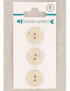 Tarjeta de 3 botones beige 15 mm 2 agujeros - Borde