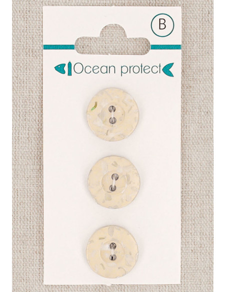 Tarjeta de 3 botones beige 15 mm 2 agujeros - Borde
