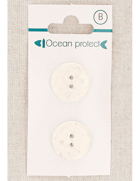 Tarjeta de 2 botones blancos de 18 mm 2 agujeros - Planos
