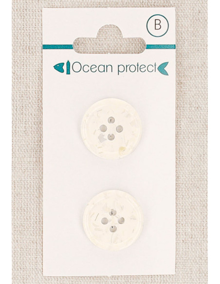 Tarjeta de 2 botones blancos de 18 mm 4 agujeros - Borde enrollado