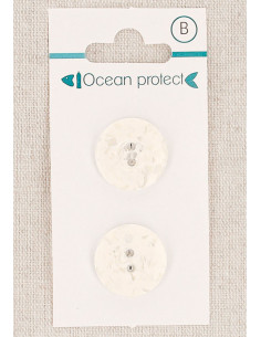 Tarjeta de 2 botones blancos de 18 mm 2 agujeros - Borde