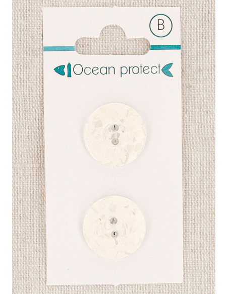 Tarjeta de 2 botones blancos de 18 mm 2 agujeros - Borde