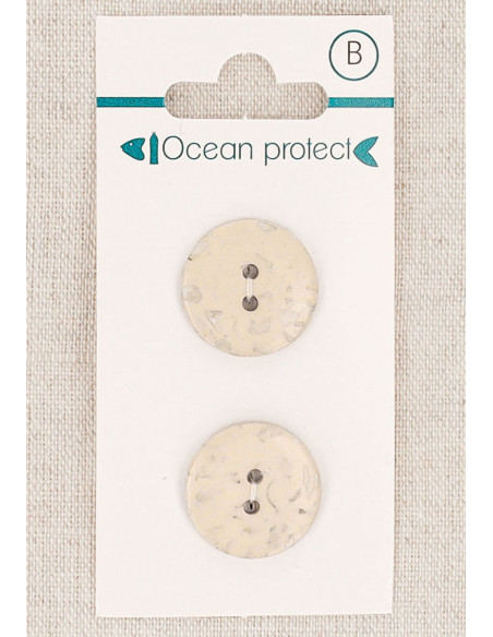 Tarjeta de 2 botones beige de 18 mm 2 agujeros - Planos