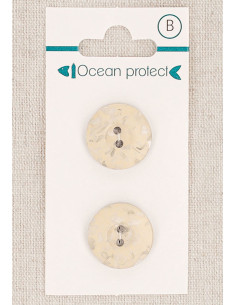 Tarjeta de 2 botones beige 18 mm 2 agujeros - Borde