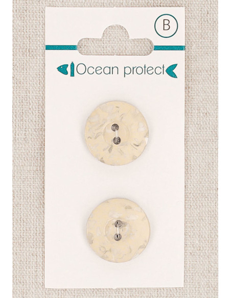 Tarjeta de 2 botones beige 18 mm 2 agujeros - Borde